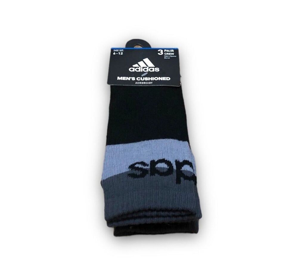 Adidas Men's Aeroready Cushioned Crew Socks (3-Pairs) (6-12)